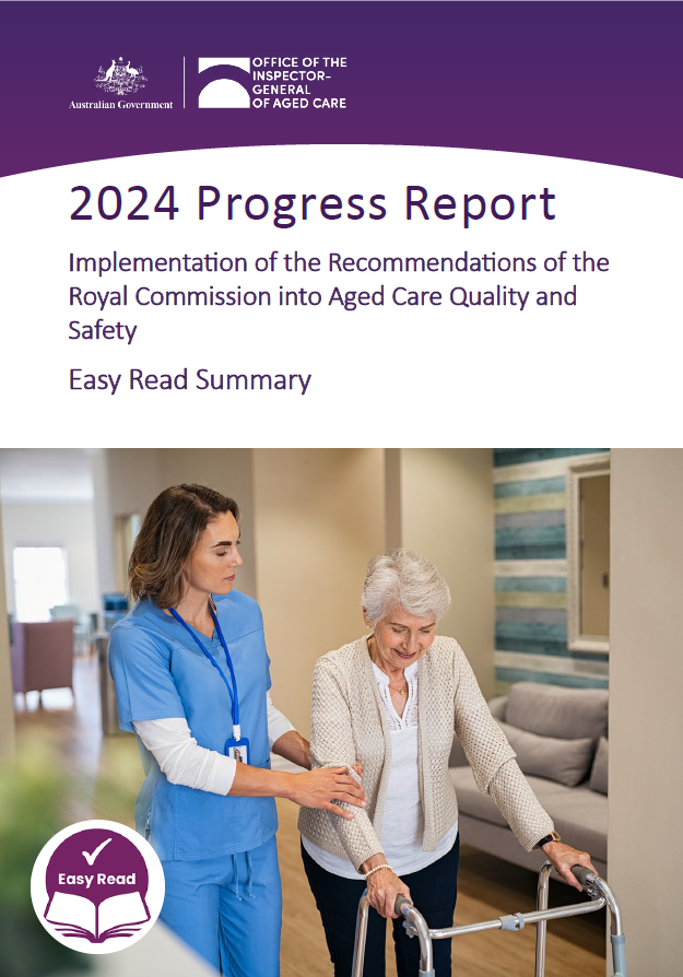 2024 progress report on the implementation of the recommendations of the Royal Commission into Aged Care Quality and Safety – Easy Read